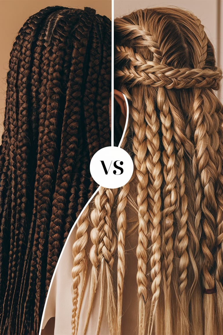 Difference Between Bohemian Box Braids and Bohemian Knotless Braids