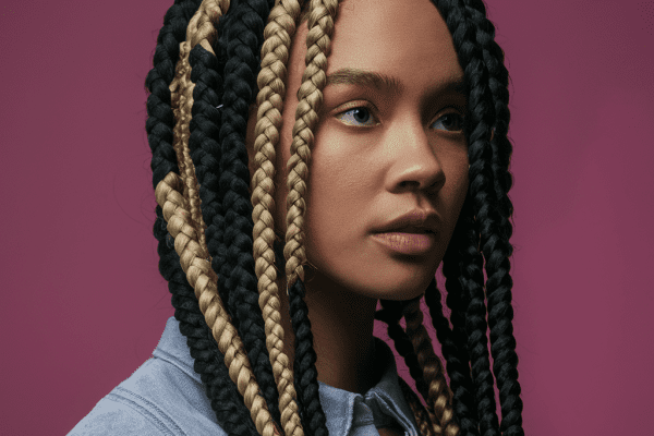 Black and Blonde Bohemian Box Braids Hairstyles