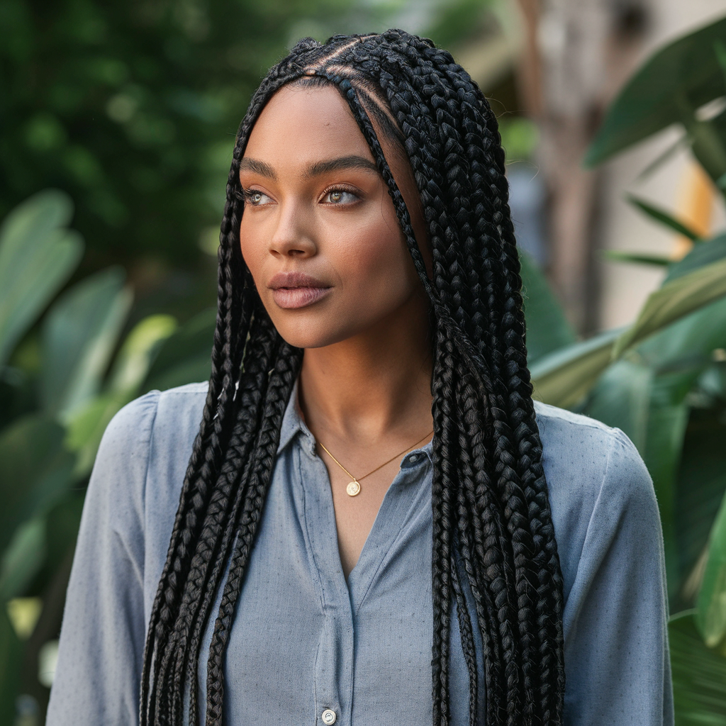 Bohemian Stitch And Box Braids Hairstyle