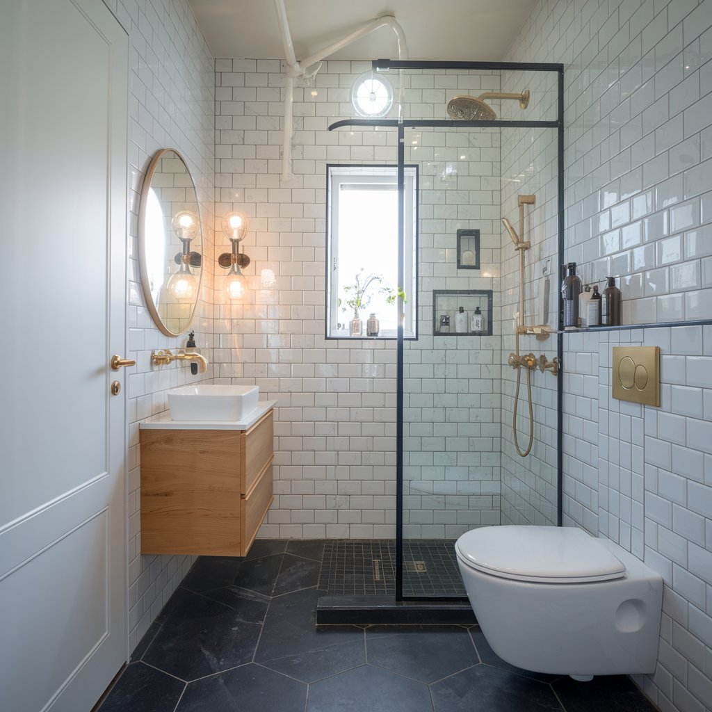 Scandinavian-Inspired Tiny Wet Room