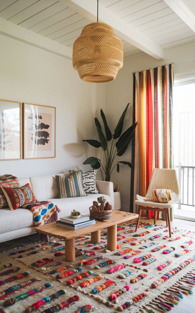 Vibrant Textiles Incorporate Colorful Rugs and Curtains