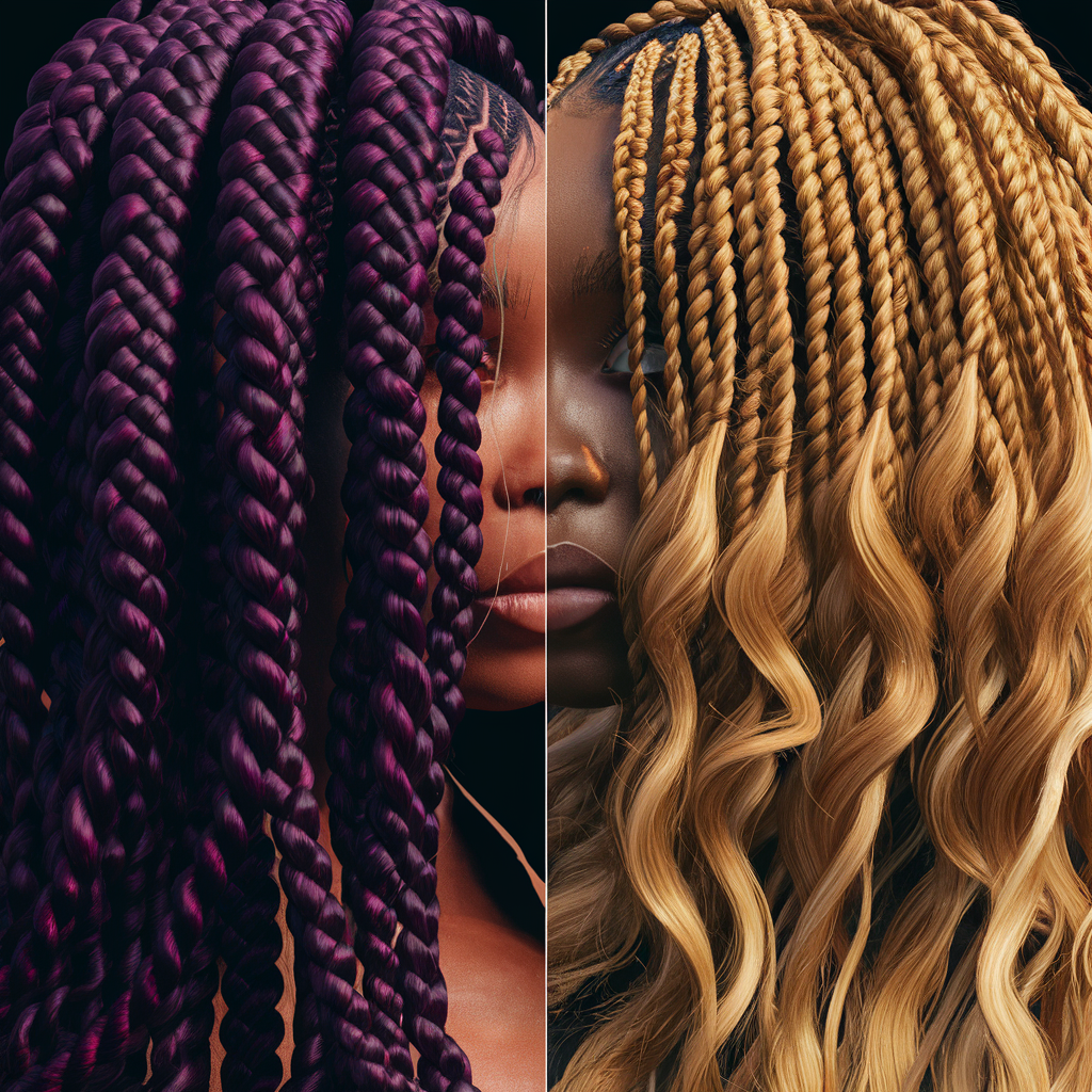 Blonde Bohemian Knotless Braids on Dark Skin