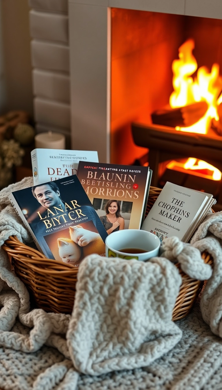 21 Christmas Basket Gift Ideas That Will Delight Everyone on Your List! - 12. Cozy Reading Basket