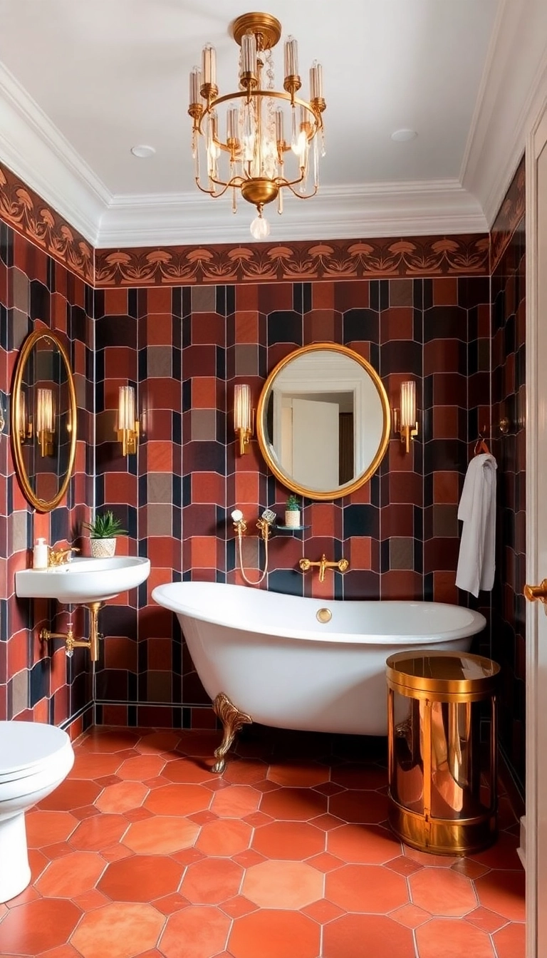 21 Stunning Bathroom Tile Design Ideas That'll Transform Your Space (You Won't Believe #7!) - 20. Art Deco Inspiration