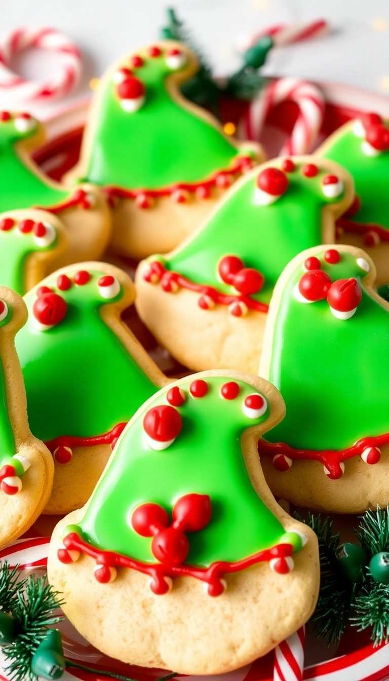 21 Festively Decorated Christmas Sugar Cookies That Will Dazzle Your Guests! - 14. Elf Hat Cookies