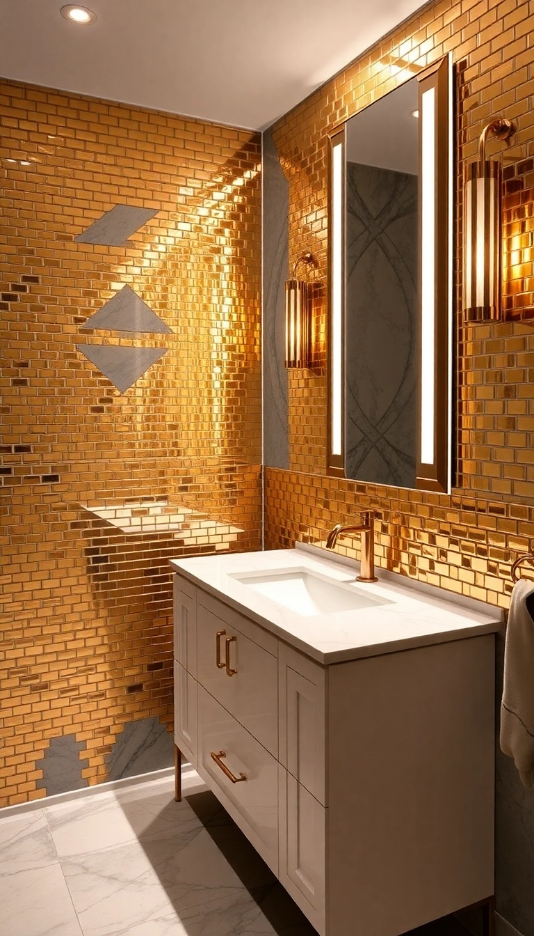 21 Stunning Bathroom Tile Design Ideas That'll Transform Your Space (You Won't Believe #7!) - 8. Metallic Accents