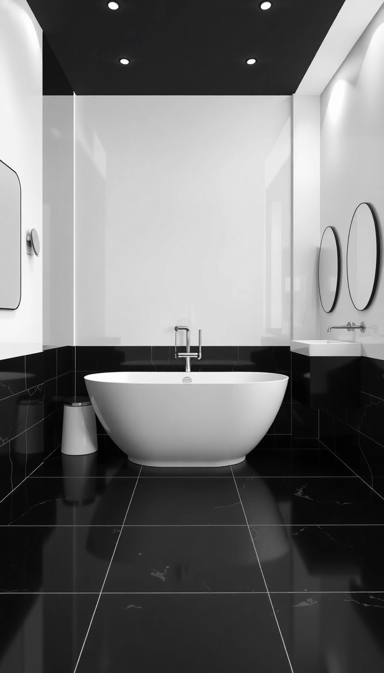 21 Stunning Bathroom Tile Design Ideas That'll Transform Your Space (You Won't Believe #7!) - 4. Bold Black and White