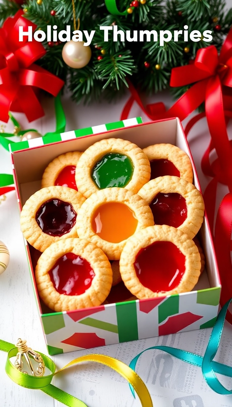 21 Irresistible Christmas Cookie Box Ideas That'll Make You the Star of the Holidays! - Holiday Thumbprint Cookies