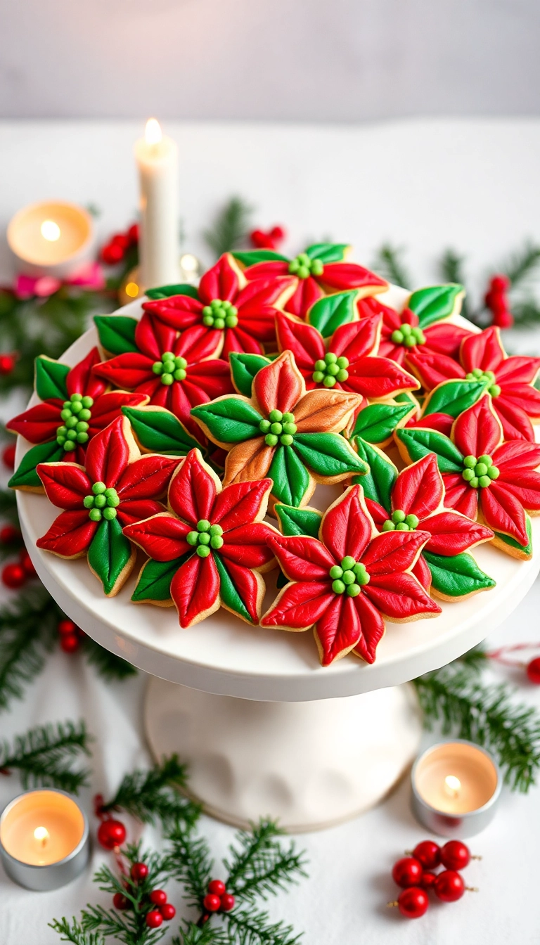 21 Festively Decorated Christmas Sugar Cookies That Will Dazzle Your Guests! - 13. Poinsettia Cookies