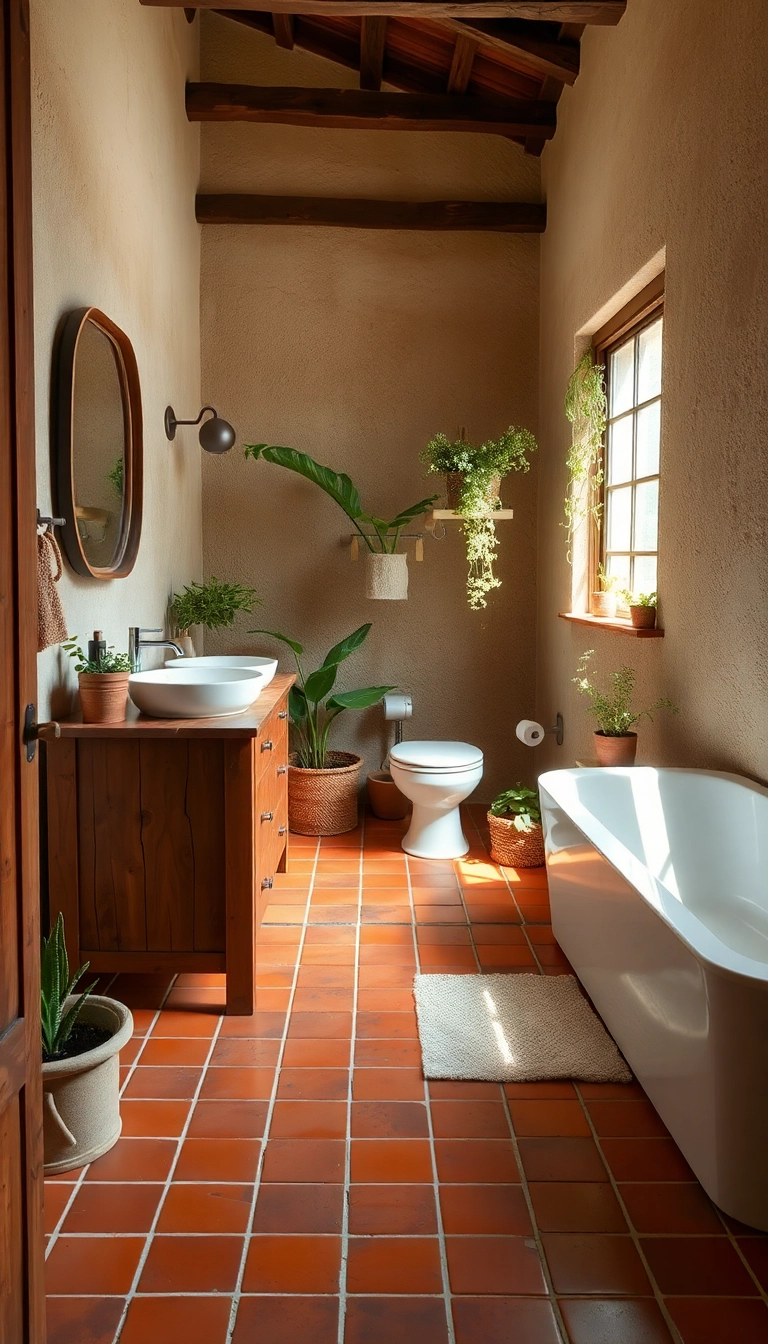 21 Stunning Bathroom Tile Design Ideas That'll Transform Your Space (You Won't Believe #7!) - 3. Earthy Terracotta