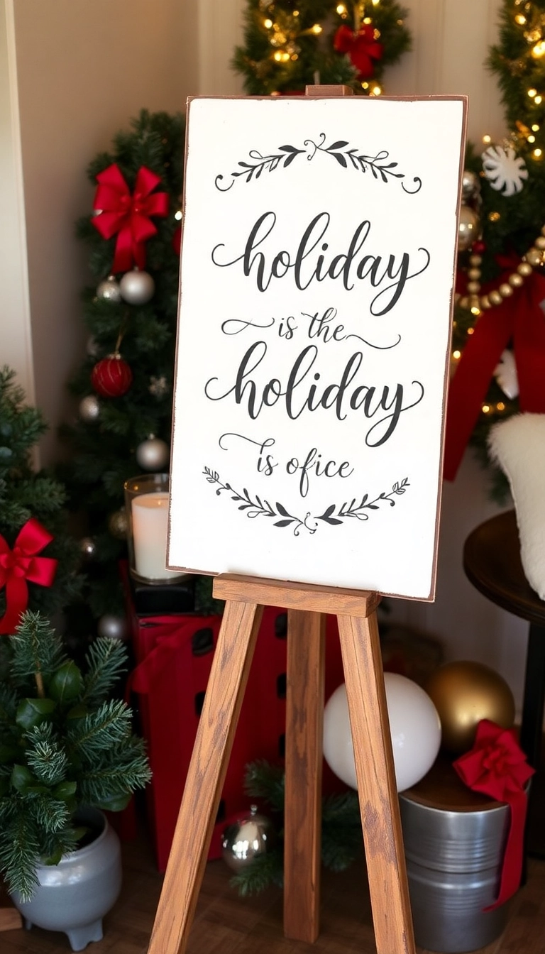 21 Luxury Christmas Decor Ideas That'll Make Your Home Shine Like a Winter Wonderland! - 18. Elegant Holiday Signage