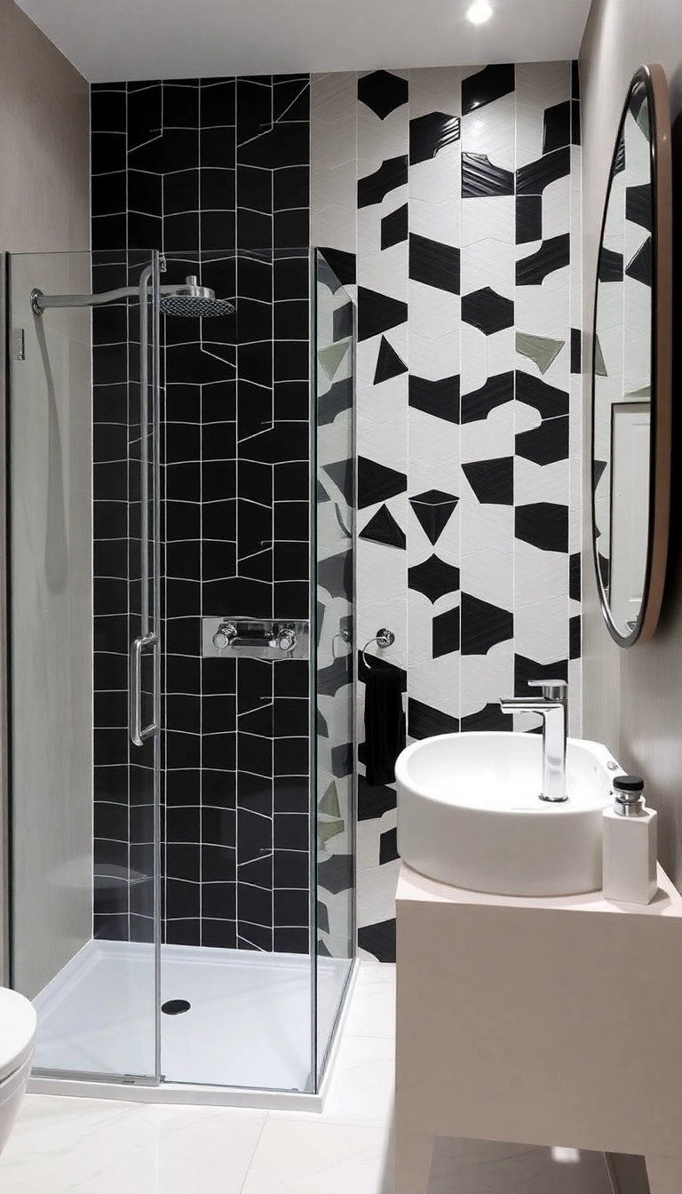 21 Stunning Bathroom Tile Design Ideas That'll Transform Your Space (You Won't Believe #7!) - 1. Geometric Glory