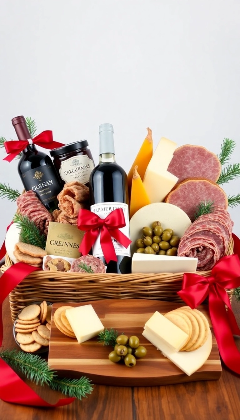 21 Christmas Basket Gift Ideas That Will Delight Everyone on Your List! - 1. Gourmet Food Basket