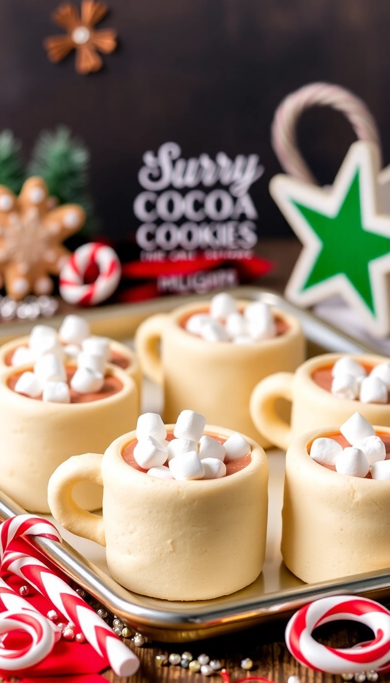 21 Festively Decorated Christmas Sugar Cookies That Will Dazzle Your Guests! - 9. Hot Cocoa Cookie Cups