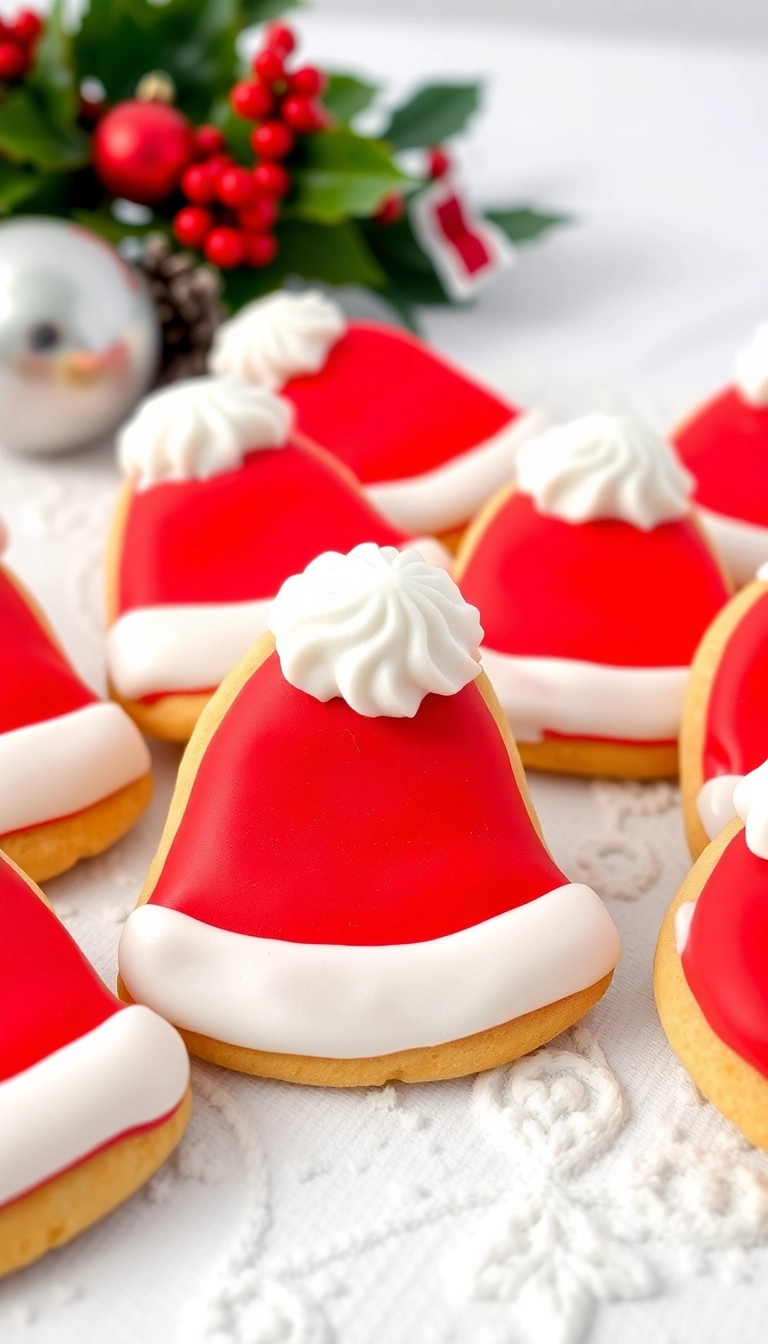 21 Festively Decorated Christmas Sugar Cookies That Will Dazzle Your Guests! - 5. Santa Hat Cookies