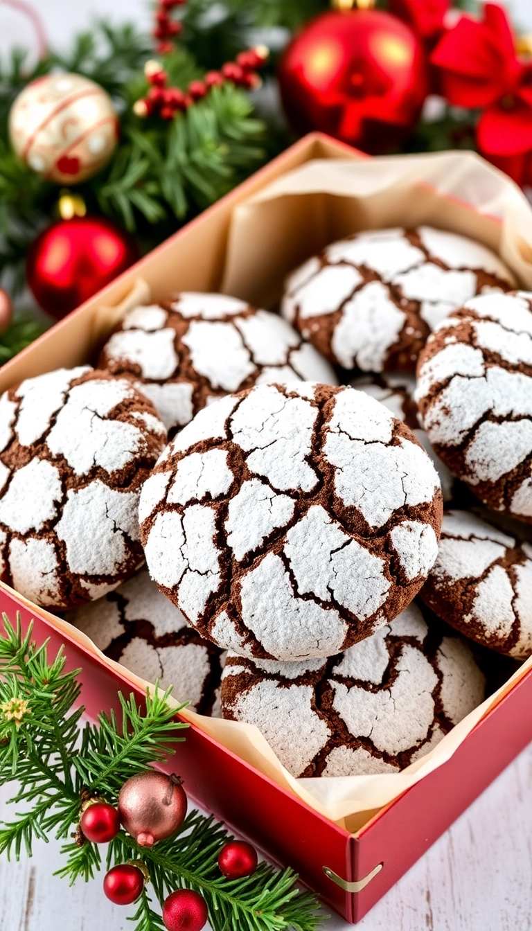 21 Irresistible Christmas Cookie Box Ideas That'll Make You the Star of the Holidays! - Chocolate Crinkle Cookies